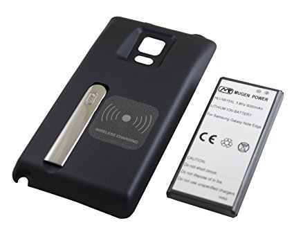 Mugen Power Extended 6000mAh Battery for Samsung Galaxy Note Edge with Black Door Cover. 2X More Power, Wireless Charging, NFC