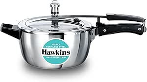 Hawkins 3.5 Litre Triply Stainless Steel Pressure Cooker, Inner Lid Cooker, Silver (HSST35)