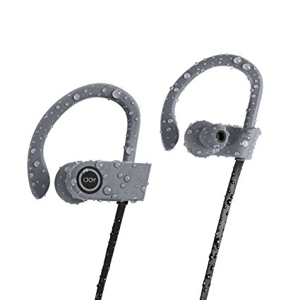 iJoy FS IPX7 Premium Sport Bluetooth Waterproof Earbuds with Noise Cancellation Technology Wireless Waterproof Earphones Waterproof Headphones With Mic and Travel Case (GRAY/BLACK)