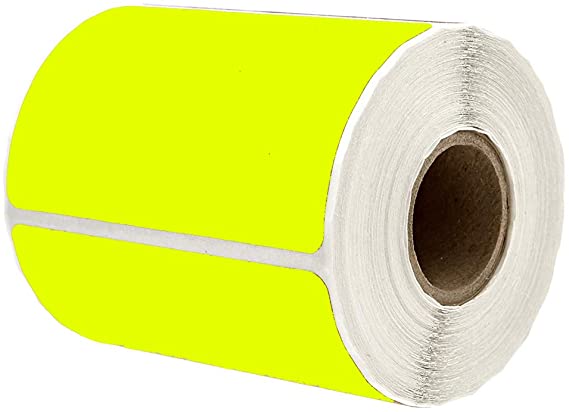 2" x 3" Yellow Rectangle Color Coding Labels - Square Color-Code Stickers Permanent Adhesive, Write-On Surface - 250 Labels/per Roll
