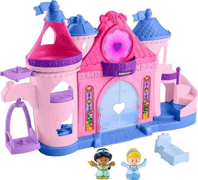 Little People Toddler Playset Disney Princess Magical Lights & Dancing Castle Musical Toy with 2 Figures for Ages 18  Months