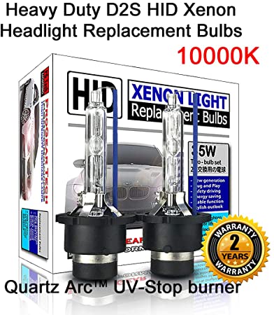 Heavy Duty D2C D2S D2R HID Xenon Headlight Replacement Bulbs 35W High Low Beam (Pack of 2) (10000K Brilliant)