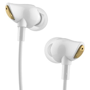 N.Oranie ROCK RAU0501 Original Luxury Zircon Stereo Headphones Headset 3.5mm In-Ear Earbuds Earphones with Microphone and Remote for iPhone, iPad, iPod and Android Devices - White