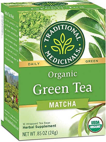 Traditional Medicinals Organic Green Tea Matcha With Toasted Rice, 16 Tea Bags (Pack of 6)