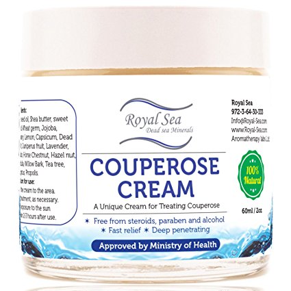 Royal Dead Sea Broken Capillaries Face Cream Couperose Treatment and Rosacea Treatment Natural Skin Care Product 2 Oz / 60 Ml