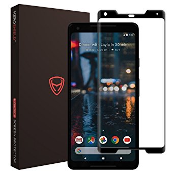 [Full Adhesive] Google Pixel 2 XL Screen Protector,HERO SHIELD, [Case Friendly], [HD Clear], [Anti-Bubble], [Anti-Scratch], [Easy Installation], [3D Curved] Tempered Glass Screen Protector (Black)