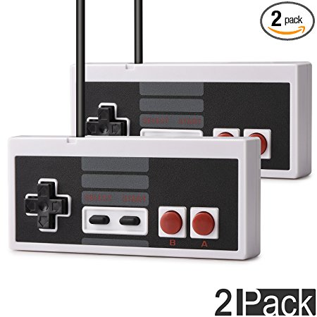 2 Pack USB Classic Nintendo Famicom Game Controller Joystick, TENETECH NES Gamepad for Windows PC Apple MAC (2 in one package)