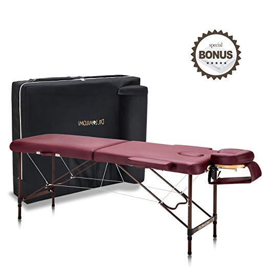 Dr.lomilomi Ultra-lite Aluminum Portable Massage Table 302 Spa Bed Package (302-Small Table, Burgundy)