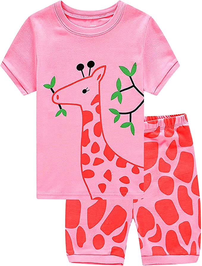 Family Feeling Giraffe Little Girls' Short Pajamas 100% Cotton Clothes
