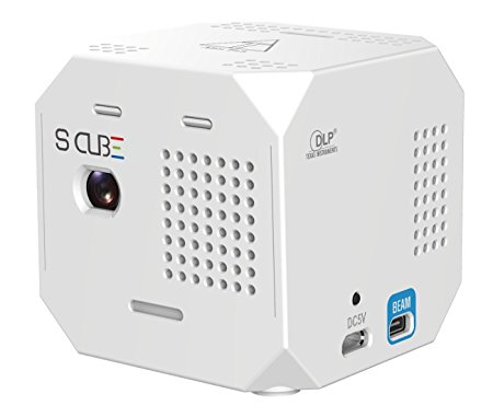 Alien Tech S Cube FHD Hologram, Projection-Mapping, & WiFi Ready 1,000 Lumens (100 ANSI) Protection Cage, Remote, MHL, HDMI, Tripod, Cradle 1080P Pico Projector, White