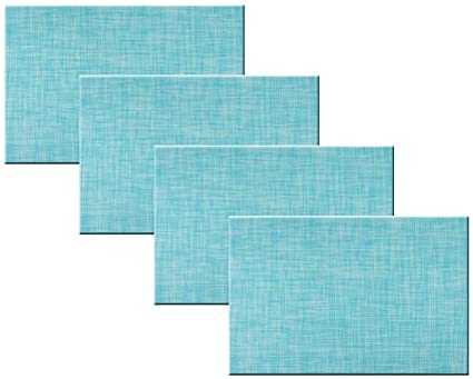 pigchcy Placemats Durable Placemats for Dining Table Washable Vinyl Kitchen Placemats Set of 4 (Light Blue)