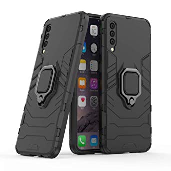 Case for Galaxy A50 DWaybox Ring Holder Iron Man Design 2 in 1 Hybrid Heavy Duty Armor Hard Back Case Cover Compatible with Samsung Galaxy A50 SM-A505 6.4 Inch (Black)