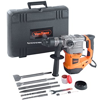 VonHaus 1500W SDS Rotary Impact Hammer Drill 240V | Complete with SDS Drill Bits 8/10/12mm | 2 Chisel Bits & Storage Case | 3 Functions Rotary, Rotary with Impact & Chisel