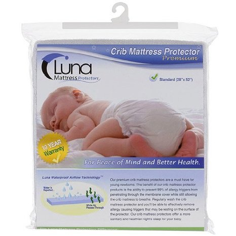 Luna Premium Hypoallergenic Waterproof Crib Mattress Protector - Phthalate Free - Made In The USA