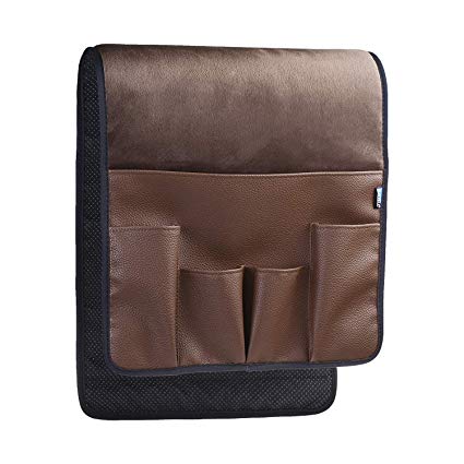 BCP Dark Brown Color Velvet Sofa Couch Chair Armrest Soft Caddy Organizer Holder for Remote Control, Cell Phone, Book, Pencil