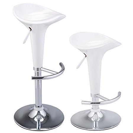 Giantex Set of 2 Modern Bombo Style Swivel Barstools Adjustable Counter Chair Bar Stools (White)