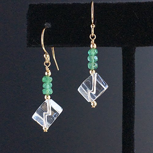 14k Gold Filled Emerald and Crystal Earrings - Available in Gold, Silver & Rose Gold