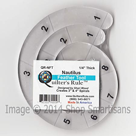 Nautilus Feather Tool Set: Quarter-inch Thick Acrylic Templates for Creating 3-inch and 4-inch Spiral Designs
