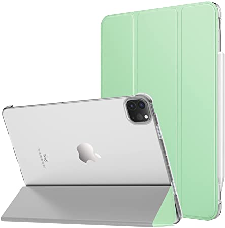 MoKo Case Fit New iPad Pro 11 Inch Case 2021 (3rd Gen), [Support Apple Pencil Charging] Slim Trifold Hard Back Shell Protective Smart Cover Fit iPad Pro 11" 2021, with Auto Wake/Sleep, Green