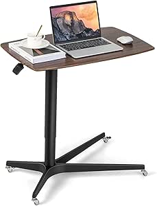 COSTWAY Overbed Table with Wheels, Height Adjustable C Shaped Bedside Table, Space-Saving Portable Rolling Sofa Side Table Coffee Laptop Desk for Home Office Hospital