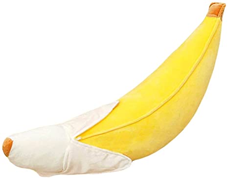 HOSTK Soft Peeled Banana Plush Stuffed 17.7” 45cm Cute Novelty Pillow Bolster Cushion Doll Toy Birthday Gift Kids