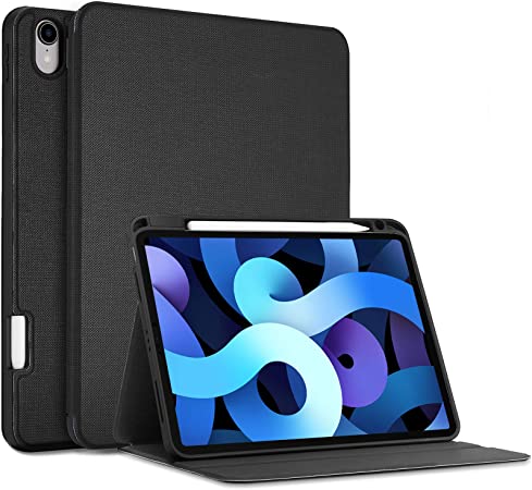 ProCase New iPad Air 4 Case (Latest Model), iPad 10.9 inch 2020 Case with Pencil Holder, Slim Protective Folio Stand Cover for iPad Air 4th Generation 10.9 inch 2020 Release -Black