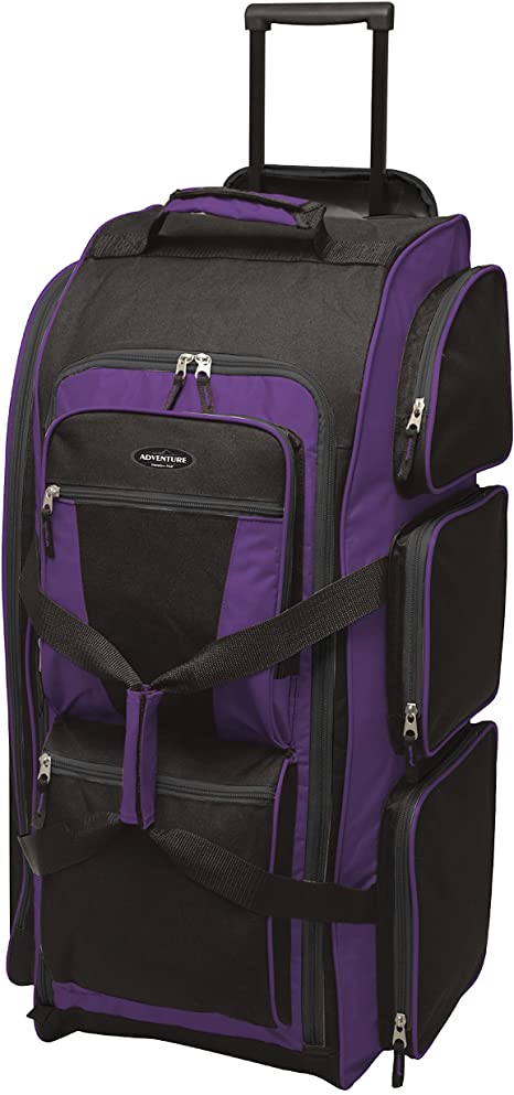 Travelers Club Xpedition 30 Inch Multi-Pocket Upright Rolling Duffel Bag, Purple, 30-Inch