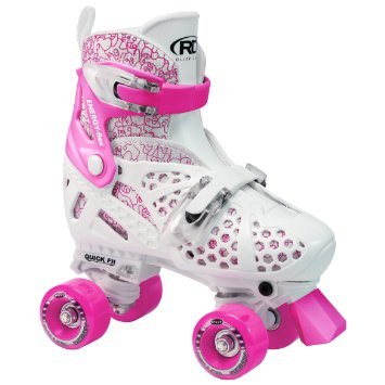 Roller Derby Girl's Trac Star Adjustable Roller Skate, White/Pink
