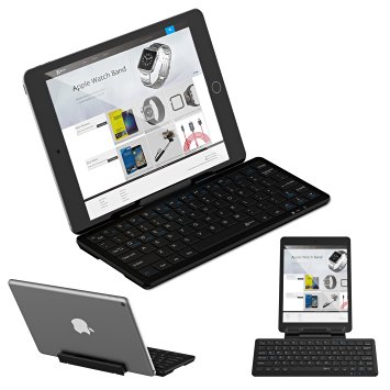 JETech Portable Bluetooth Wireless Keyboard with Holder for Bluetooth Devices - Android Tablets /Mac OS/Windows, including iPhone, iPad, Galaxy Tab, HTPC, Mac - 2158