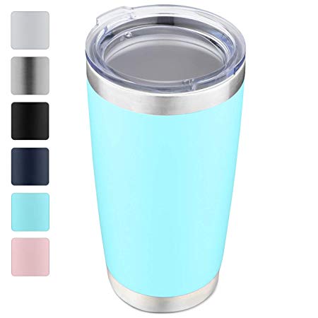 DOMICARE 20oz Stainless Steel Tumbler with Lid, Double Wall Vacuum Insulated Travel Mug, Durable Powder Coated Insulated Coffee Cup,1 Pack, Light Blue