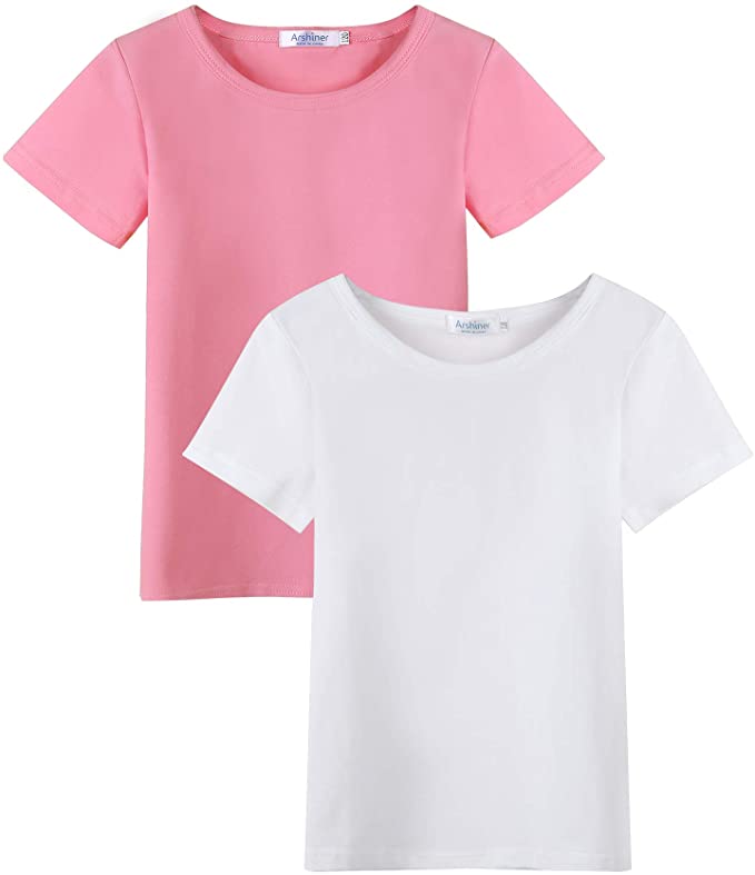 Arshiner Kids 2 Pack Short Sleeve Tees Girls Cotton Tees 2pcs Shirt for Tie Dye