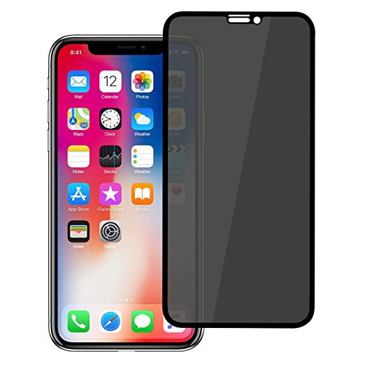 Pueryin iPhone Xs Max Privacy Screen Protector, iPhone Xs Max Premium [3D Curved] [Case Friendly] [Anti-Scratch] 9H Hardness Tempered Glass Film Screen Protector for iPhone Xs Max（6.5in） Black