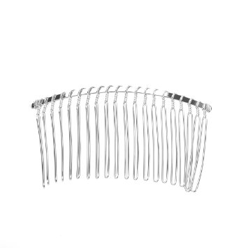 Pixnor 3pcs 78cm 20 Teeth Fancy DIY Metal Wire Hair Clip Combs Bridal Wedding Veil Combs Silver