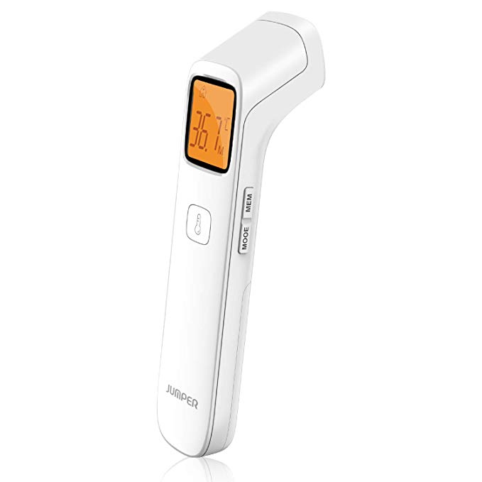 JUMPER Non Contact Medical Forehead Thermometer, Infrared Digital Thermometer with Accurate Reading, High Temperature Alarm, Instant Measurement, Time Memory Recall, for Toddler, Kids & Adults