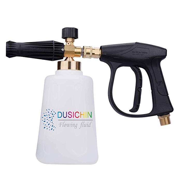 DUSICHIN DUS-009 Pressure Washer Jet Wash Quick Release Adjustable Snow Foam Lance Foam Cannon 2L Bottle 3000 PSI High Pressure Washer Gun