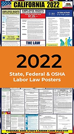 2022 Complete California State Labor Law Poster - State, Federal and Osha Compliant Laminated Poster - Ideal for Posting in the Workplace