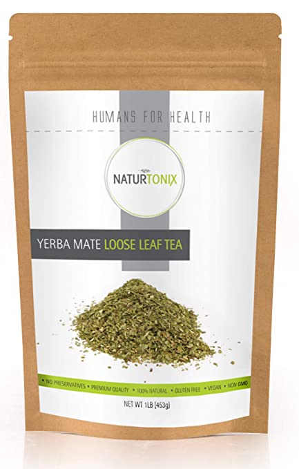 Yerba Mate Loose Leaf Tea • 1LB Resealable Fresh Pouch | 100% Natural South American Green Tea | Energy Boosting with High Caffeine | Certified Gluten Free • Non GMO • Vegan