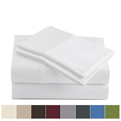 Peru Pima - 600 Thread Count - 100% Peruvian Pima Cotton - Sateen - Bed Sheet Set - Full, White