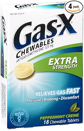 Gas-X Xstr Pep Crm Size 18s Gas-X Extra Strength Chewable Peppermint Cream Antigas