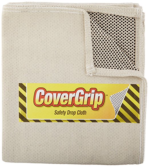CoverGrip Quick Drop 8 oz Canvas Safety Drop Cloth, 3.5' x 4'