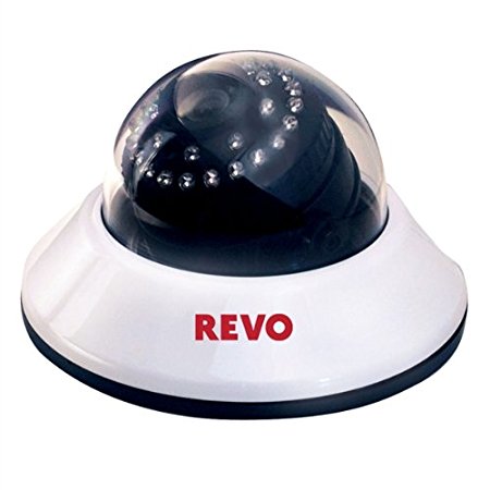 Revo RCDS30-2 Indoor CCTV Dome Security Camera - 600TVL 30IR 80' Day Night Vision Quick Connect 3.6mm Fixed Lens (White) - Surveillance Equipments