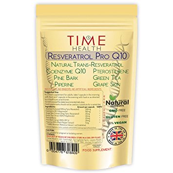 New Formula : Resveratrol Pro Q10 Anti-Aging Formula , Trans-Resveratrol, Coenzyme Q10, Pterostilbene, Pine Bark, Green Tea, Grape Skin, Piperine, - Split Dose for Maximum Anti-Aging Benefits from Resveratrol and Q10 (120 Capsules)