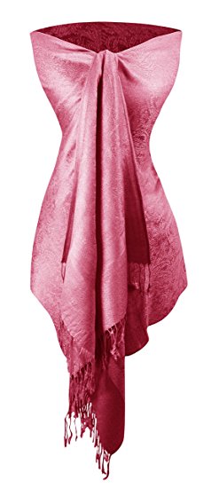 Peach Couture Womens Elegant Vintage Solid Jacquard Paisley Scarf Shawl Wrap