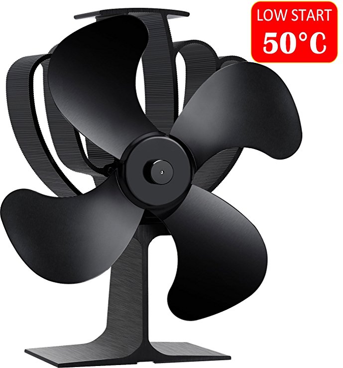Aobosi Stove Fan Heat Powered Eco-friendly Fan for Wood/Log Burner Stoves, Silent Operation 4 Blades,Lower Starting Temperature (50℃)