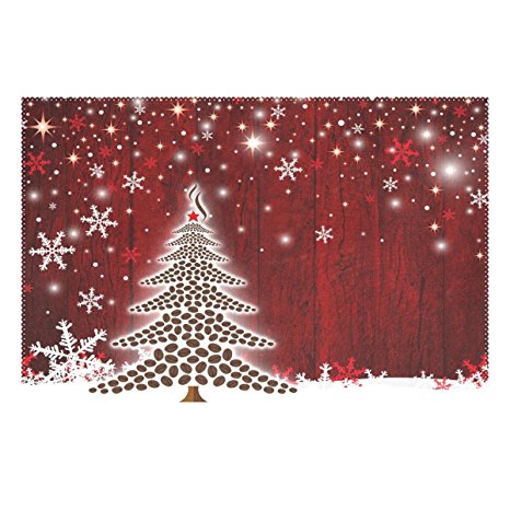 Naanle Winter Holiday Placemats, Christmas Tree with Snowflake Heat-resistant Washable Table Place Mats for Kitchen Dining Table Decoration
