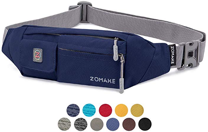 ZOMAKE Fanny Pack for Men and Women, Slim Belt Bag Water Resistant Waist Bag Pack for Running Cycling Carrying iPhone X Samsung S8