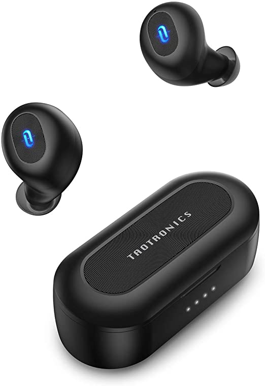 TaoTronics Wireless Earbuds, TaoTronics Bluetooth 5.0 Headphones SoundLiberty 77 Bluetooth Earbuds IPX7 Waterproof Hi-Fi Stereo Sound Open to Pair Free to Switch Single/Twin Mode with 20H Playtime