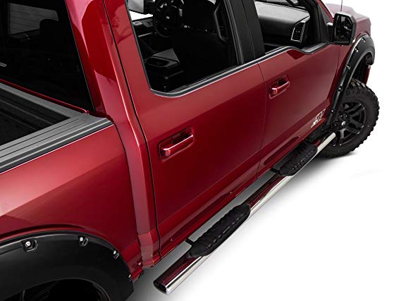 Barricade 5 in. Oval Straight Side Step Bars - Polished Stainless Steel - Ford F-150 SuperCrew 2015-2019
