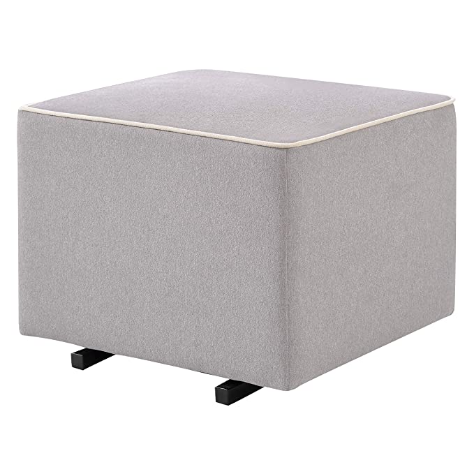 DaVinci Universal Gliding Ottoman, Grey with Cream Piping