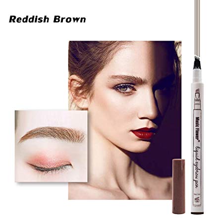 Yuxuan Eyebrow Tattoo Pen Microblading Eyebrow Pencil with a Micro-Fork Tip Applicator Creates Natural Looking Brows Effortlessly and Stays on All Day(1 pc/set,Reddish Brown)